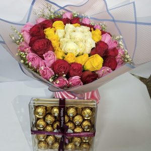 Birthday roseswith ferrero chocolates