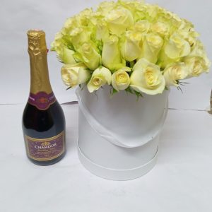 Romantic bouquet with wine