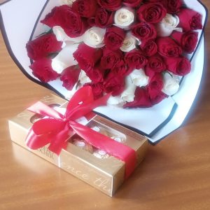 Birthday bouquet and Ferrero chocolates