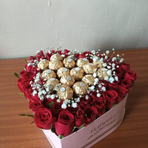 Love shaped box with Ferrero chocolates