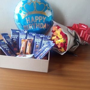 Birthday bouquet chocolates and balloon