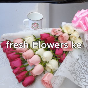 Flat bouquet with a mug