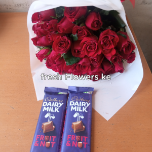 Red bouquet and chocolates