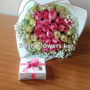 Amazing bouquet and a chocolate