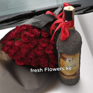 Brilliant flowers and wine