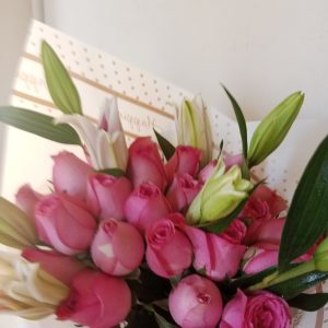 LILIES & PINK ROSES