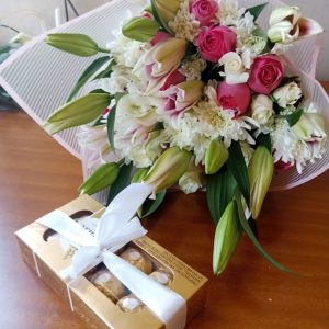 Happy times bouquet and ferrero chocolate