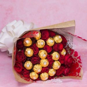 Valentine's bouquet and ferrero chocolate