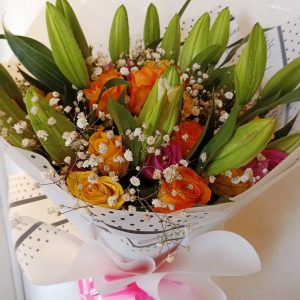 Lilies bouquet and roses