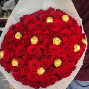 Red roses and ferrero chocolate