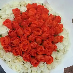 100 RED WHITE ROSES